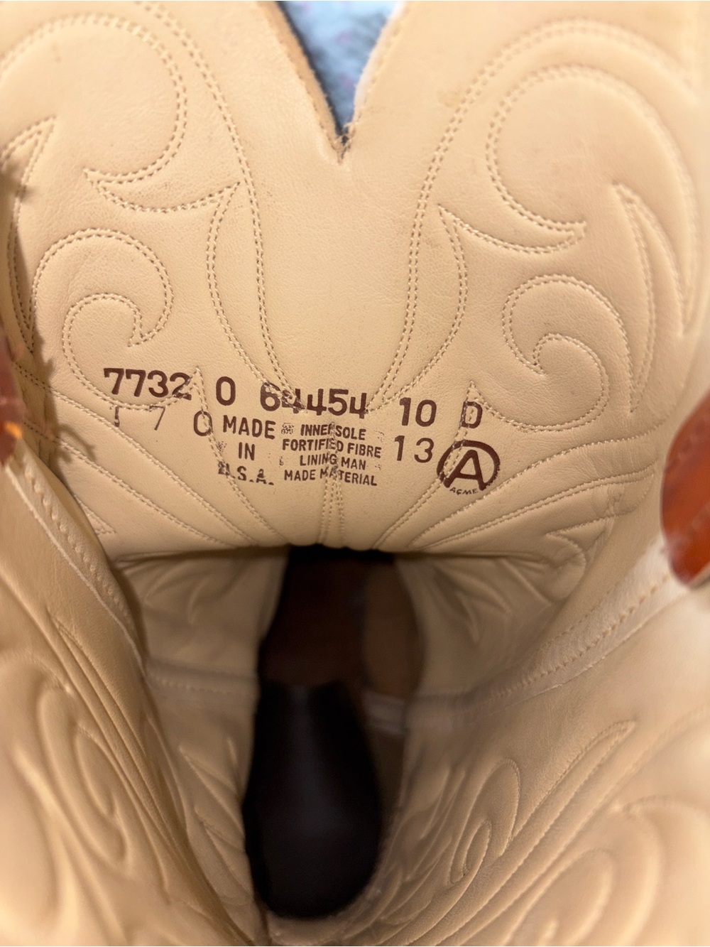 Vintage ACME Dingo Cowboy Boots Women’s 10D Tan Leather Western Floral USA 7732 - Picture 7 of 8